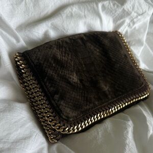 Stella McCartney Chocolate Clutch with Gold Accents